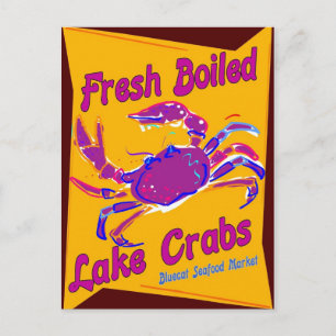 Fresh Boiled  Lake Crabs Postcard