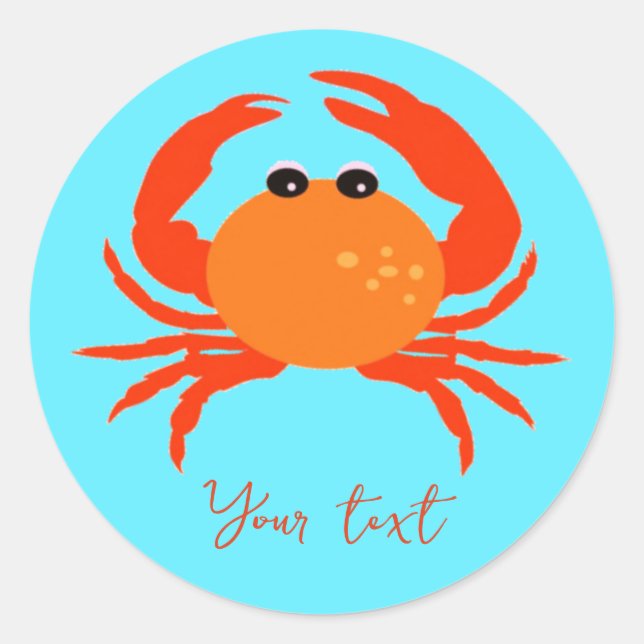 Fresh bold simple clean crab custom beach  classic round sticker (Front)