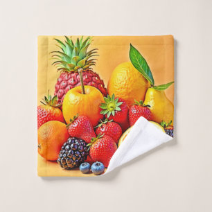 Fresh Bounty: Vibrant Fruit Harvest Design  Bath Towel Set
