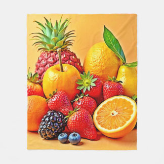Fresh Bounty: Vibrant Fruit Harvest Design  Fleece Blanket
