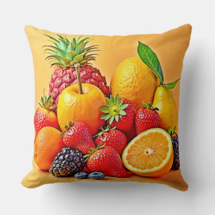 Fresh Bounty: Vibrant Fruit Harvest Design  Throw Pillow