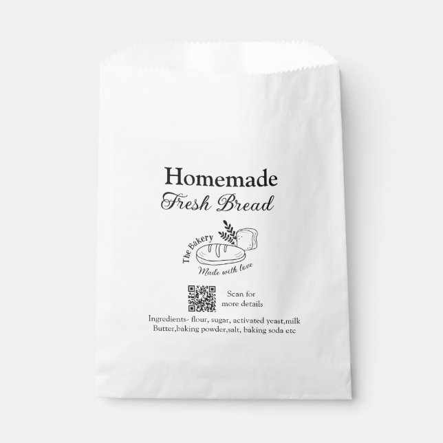 Fresh bread bakery add name ingredients Q r code h Favour Bag (Front)