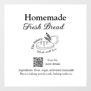 Fresh bread bakery add name ingredients Q r code h Window Cling