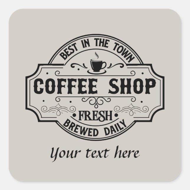 Fresh brewed coffee customizable  square sticker (Front)