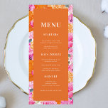 Fresh Bright Pink and Orange Floral Bloom Wedding Menu<br><div class="desc">This elegant wedding menu featuring custom text,  fun and bright floral and orange background would make a wonderful addition to your party! Easily change the text by clicking on the "personalize this template" option.</div>