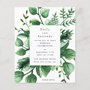 Fresh Budget Greenery Leafy Modern Wedding Flyer