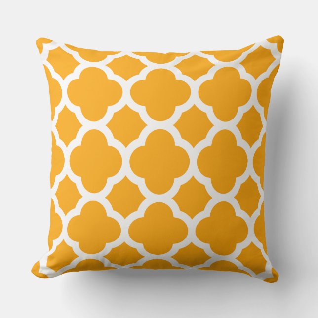 Fresh Butternut Colour Moroccan Quatrefoil Pattern Throw Pillow (Front)