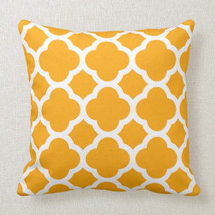 Fresh Butternut Colour Moroccan Quatrefoil Pattern Throw Pillow
