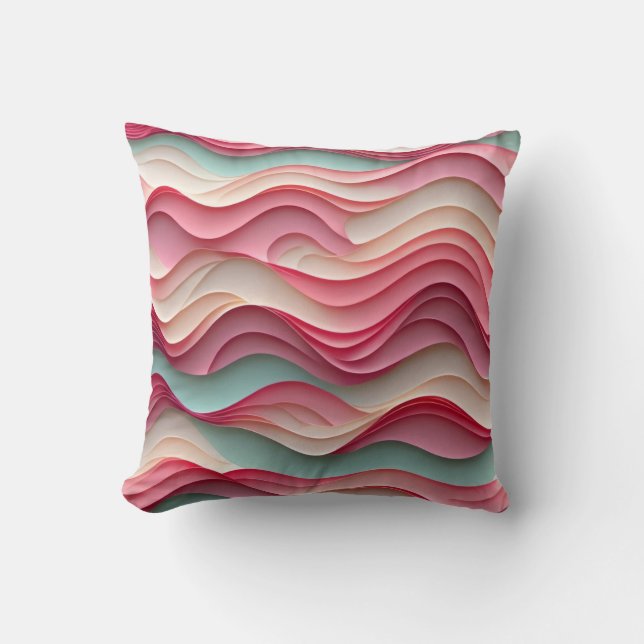 Fresh Candy Coloured Waves Throw Pillow (Front)