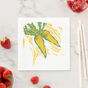 Fresh Carrot Colourful Vegetable Art Napkin