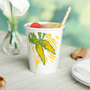 Fresh Carrot Colourful Vegetable Art Paper Cups