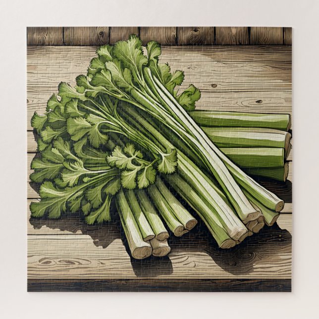 Fresh Celery Bunch on Wood Jigsaw Puzzle (Vertical)