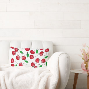 Fresh cherries pattern lumbar pillow