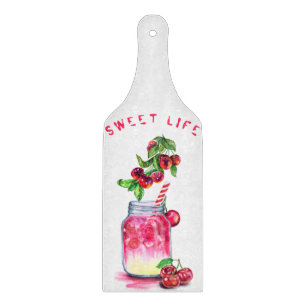 Fresh Cherry Drink Cutting Board - Custom Text