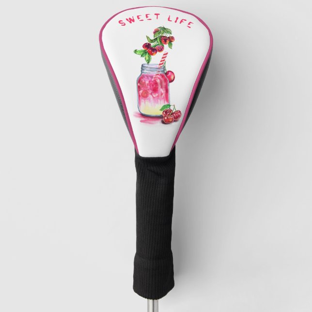 Fresh Cherry Drink Golf Head Cover - Custom Text (Front)