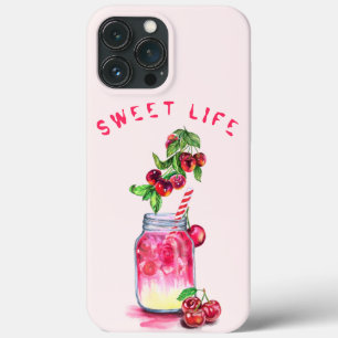 Fresh Cherry Drink iPhone Case - Custom Text