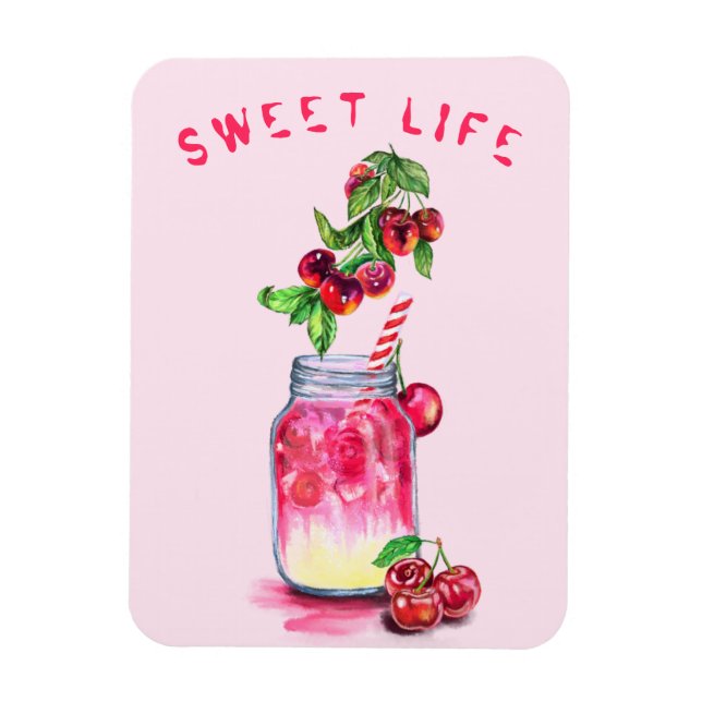 Fresh Cherry Drink Magnet - Custom Text (Vertical)