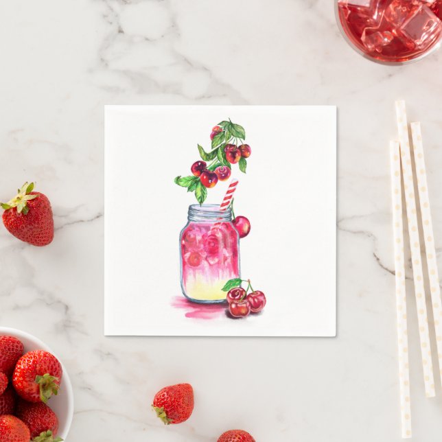 Fresh Cherry Drink Napkins (Insitu)
