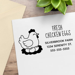 Fresh Chicken Eggs Farm Address Large Rubber Stamp