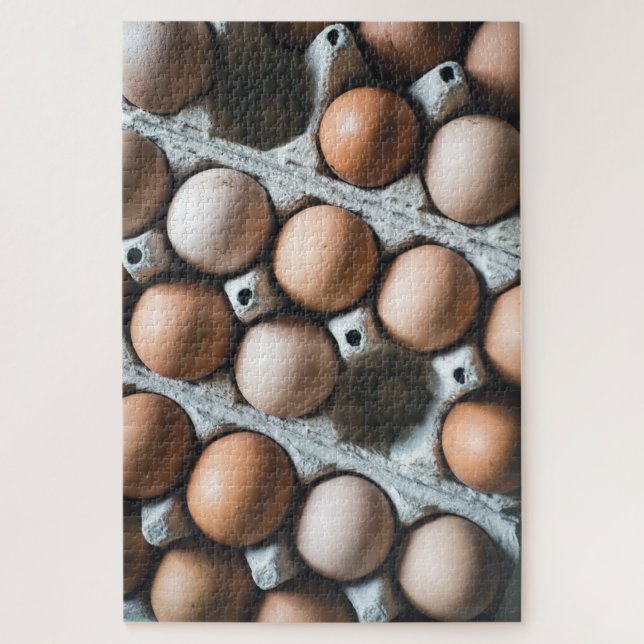 Fresh Chicken Eggs in Carton at Market Jigsaw Puzzle (Vertical)