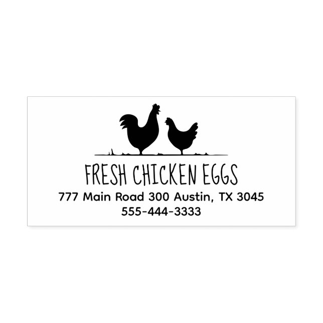 Fresh Chicken Eggs Return Address Telephone Rubber Stamp (Imprint)