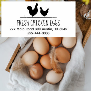 Fresh Chicken Eggs Return Address Telephone Rubber Stamp
