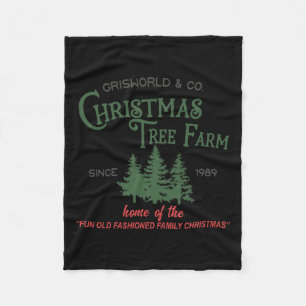 Fresh Christmas Trees Vintage Retro Xmas Tree Pine Fleece Blanket