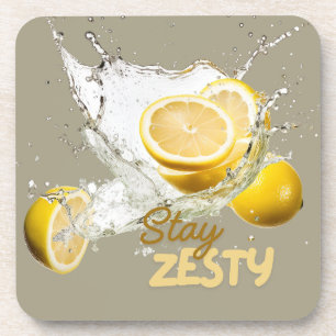 Fresh Citrus Coaster Set- Lemon Design