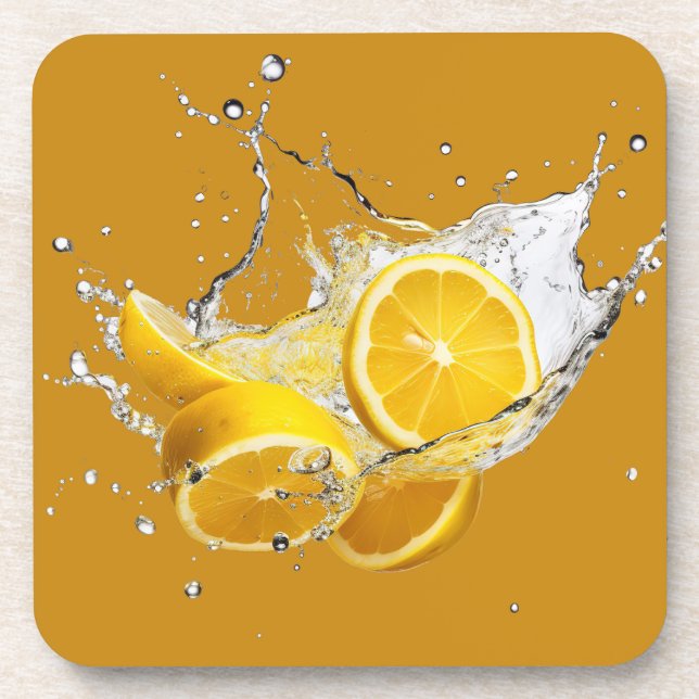 Fresh Citrus Coaster Set- Lemon Design (Front)