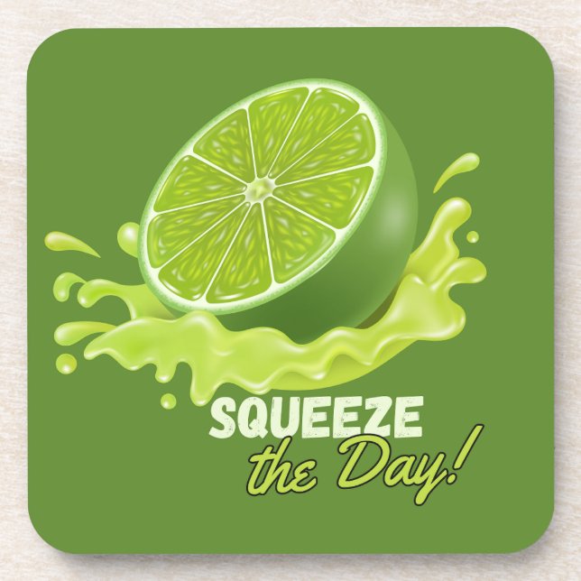 Fresh Citrus Coaster Set- Lime Design (Front)