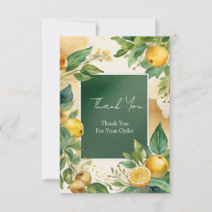 Fresh Citrus Frame with Green Botanical Accents Thank You Card