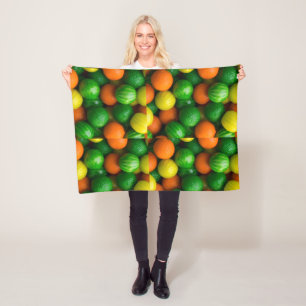 Fresh Citrus Fruits Colourful Pattern Fleece Blank Blanket