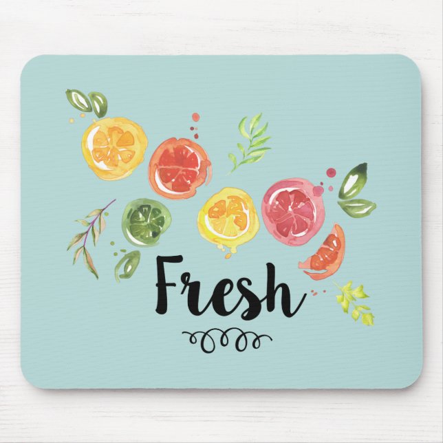 Fresh -  Citrus Fruits in Watercolor Mouse Pad (Front)