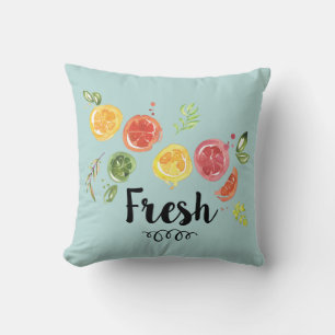Fresh - Citrus Fruits in Watercolor Throw Pillow