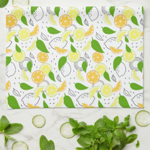Fresh citrus fruits Lemon Orange Modern. Kitchen Towel