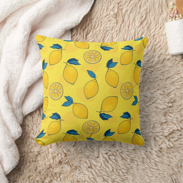 Fresh Citrus Lemon  Throw Pillow (Blanket)