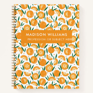Fresh Citrus Orange Pattern Custom Name Notebook