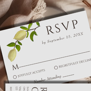 Fresh Citrus Painted Lemons Mediterranean RSVP Card