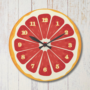 Fresh citrus Slice Round Wall Clock: kitchen decor Large Clock