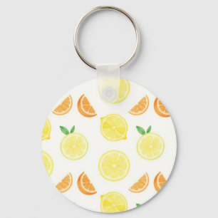 Fresh Citrus Slices Seamless Pattern Keychain