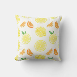 Fresh Citrus Slices Seamless Pattern Throw Pillow