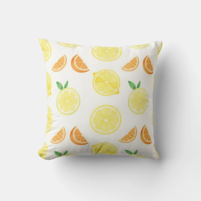 Fresh Citrus Slices Seamless Pattern Throw Pillow (Front)