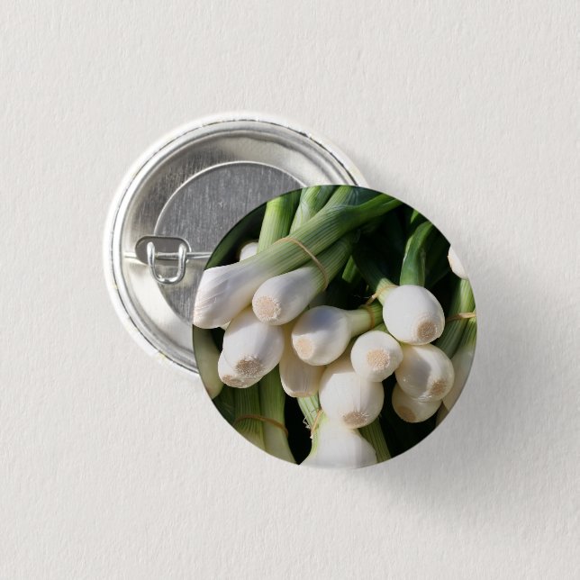Fresh, Clean, Bunch of Green Onions 1 Inch Round Button (Front & Back)