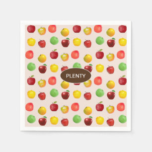 Fresh Colourful Apples on Light Brige Napkin