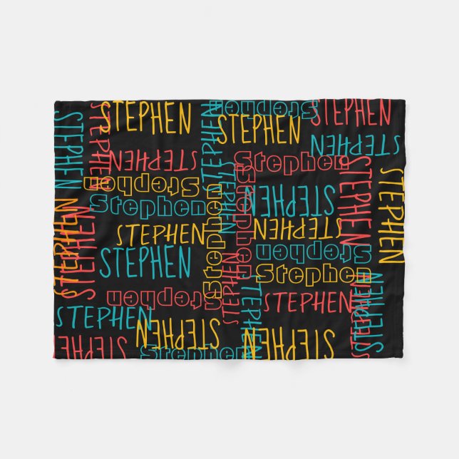 Fresh Colourful Cute Personalized Custom Name Fleece Blanket (Front (Horizontal))