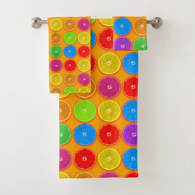Fresh Colourful Orange Slices Bath Towel Set (Insitu)