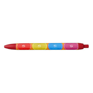 Fresh Colourful Orange Slices Black Ink Pen