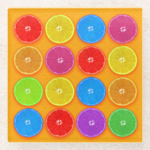 Fresh Colourful Orange Slices Glass Coaster