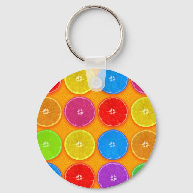 Fresh Colourful Orange Slices Keychain (Front)
