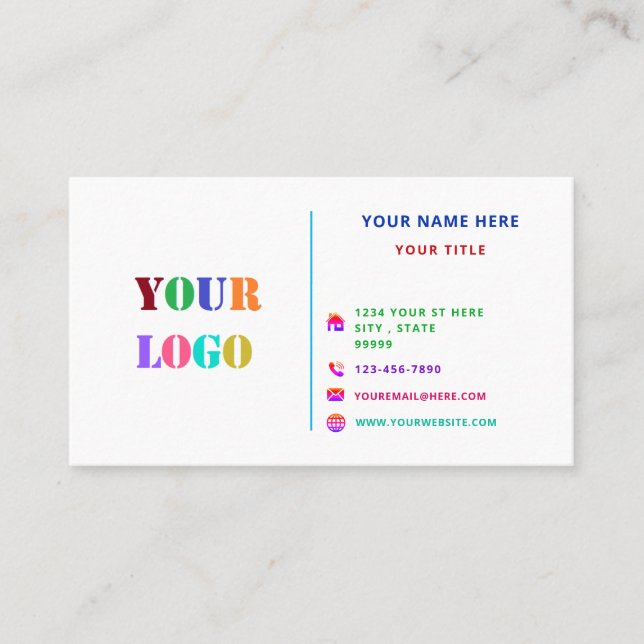 Fresh Colourful Personalized Professional Logo Inf Business Card (Front)